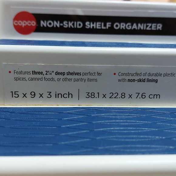 Copco Non Skid Shelf Organizer  15 X 9 X 3 NAVY BLUE 3 Tiers - Picture 7 of 10